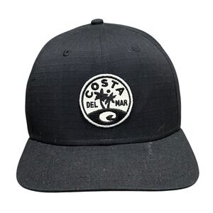 Costa Baseball Cap Snapback Men's Black 100% Cotton Ripstop Fishing Outdoor